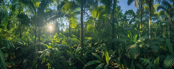 Wall Mural - Native tropic amazon rainy forest.  Eco concept