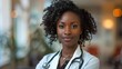 African American Female Doctor in Clinic Office Portrait Generative AI