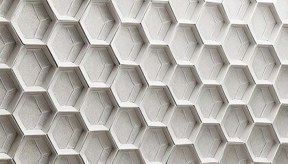 Wall Mural - panoramic wall of random shifted white honeycomb hexagon background wallpaper with copy space