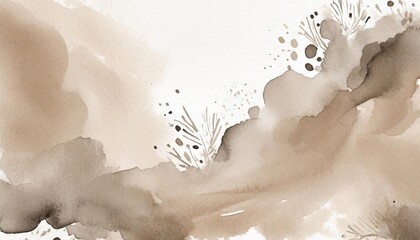 Wall Mural - abstract beige splotchy ink watercolor paper background