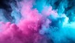 abstract background scene of blue and pink neon colored smoke clouds