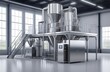 Industrial dissing system for twin screw extruder with hopper for bulk materials with a ladder for service