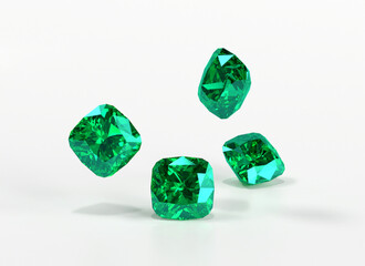 Poster - Green emerald diamond isolated on white background 3d rendering	
