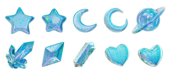 Poster - Holographic element set pack isolated background 3d rendering	
