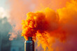 A dramatic burst of smoke in rich autumn hues, emulating the spray of an aerosol can, set against a contrasting backdrop