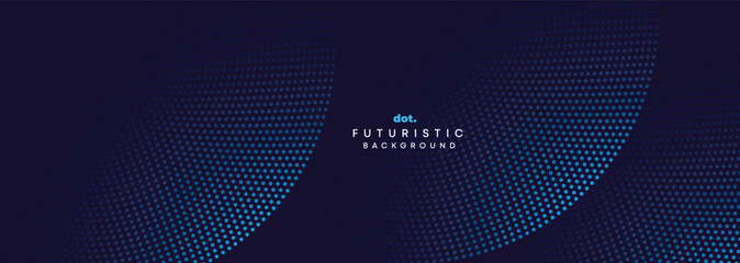 Abstract Blue, Green Gradient Circles Flowing Dot Waving Particle Geometric Technology Background. Digital Futuristic Dark Navy Blue Dotted Wave. Concept For Science, Music Cover, Website, Header
