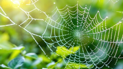 spider web with dew drops