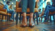 Close-up of Legs Waiting for a Job Interview - Business Hiring and Recruitment Concept Generative AI