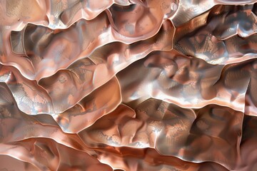 close up of wavy copper metal texture background