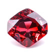 Ruby gemstone on white background
