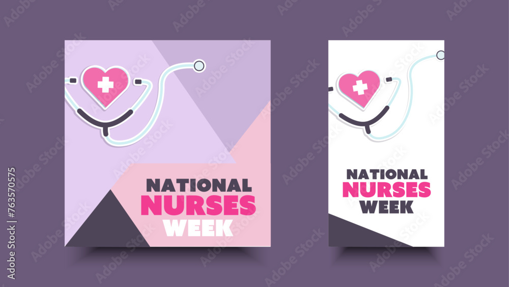 Nurses Week Script Font National nurses week flat design. Social media template for annual ...
