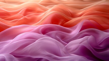 Wall Mural -  a close up of a wave of fabric with a blurry background of pink, orange, and pink colors.