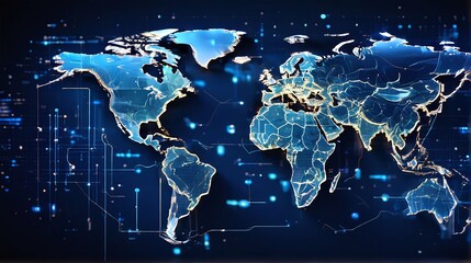 Poster - Future Technology Digital Data Network Connection, Digital Cloud Computing Cyber Security, Abstract digital particles point, Digital cyberspace, Technology digital connection. Future background concep