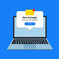 Poster - Email notification concept. New email on the laptop screen. Vector 10 eps.