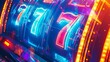 Vibrant slot machine jackpot win with triple sevens