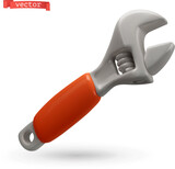 Fototapeta Dinusie - Adjustable wrench, spanner 3d vector icon