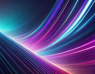 Wall Mural - light leak motion abstract line and impressive moving line art with purple blue neon color abstract backdrop background