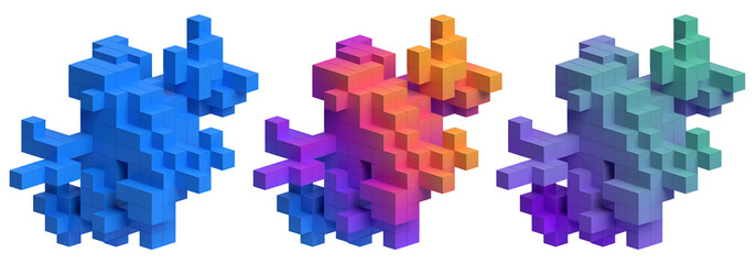 Poster - Set of colorful compositions with cubes, 3d render	
