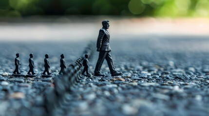 the concept of leadership with a figure leading the movement and setting the course, embodying the e