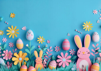 Wall Mural - Easter Poster Banner Cover Paper Artwork Background for Greeting or Social media Post. Neo Art Cards E V 9 5 