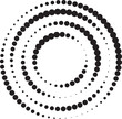 Halftone circular dotted spiral. Design element