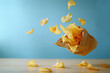 movie watching snacks: flying potato chips / crisps (generative AI)