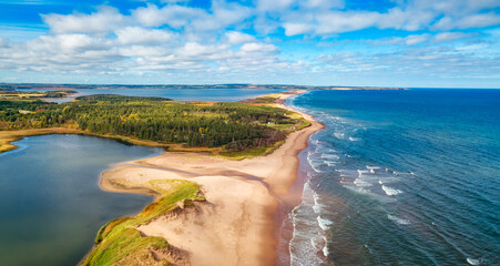 Wall Mural - Sandy beach on the Atlantic Ocean. Cavendish, Prince Edward Island, Canada