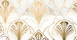 **a feminine art deco pattern with gold on a white background. --