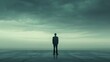 A man standing in the middle of a large empty space, AI