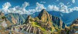 Iconic machu picchu  incan citadel on andean mountain ridge, southern peru, ancient mountain wonder