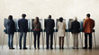 © Gary - A diverse group of people standing at voting booths with space for copy