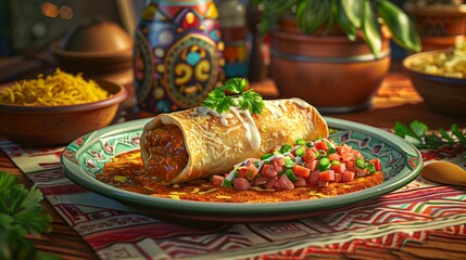Wall Mural - Tasty chimichanga mexican food