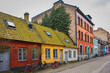 Historical alley with typical Swedish houses in Malmo Gamla Stan or Malmö old town.
