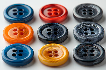 Canvas Print - Assorted colorful buttons for sewing isolated on a white background. Concept of DIY crafts. Generative Ai.