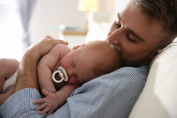 Sticker - Father with his newborn son at home