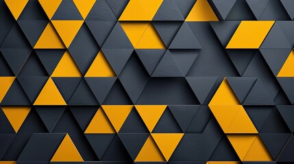 Wall Mural - Generate a modern design featuring overlapping black and yellow triangles