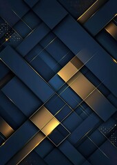 Wall Mural - Navy Diagonal Overlapped Layers on a Glowing Gold Background