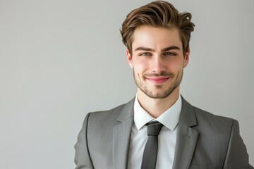 Canvas Print - A man in a suit and tie is smiling for the camera