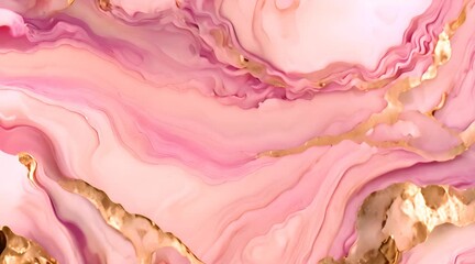 Wall Mural - Blush green watercolor fluid painting vector design card. Dusty rose and golden marble geode frame. Petal or veil texture. Dye splash style. Alcohol ink