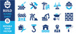 © Parbat - Build and construction icon element set. Containing crane, building, land and so on. Flat construction icons vector set.