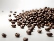 Close-Up of Brown Roasted Coffee Beans: Richness and Aroma on a Textured White Background