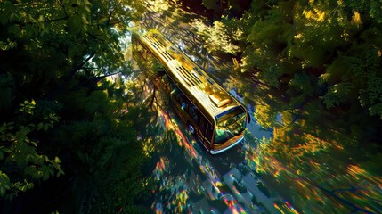 Canvas Print - The tour bus travels through the forest. Forest Image