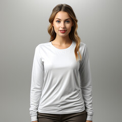 Wall Mural - White long sleeved garment for women round generated AI