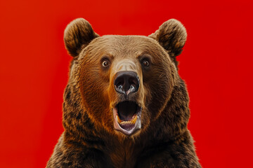 Wall Mural - A bear with blood on its face is staring at the camera