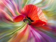Abstract poppy flower in the style of colorful swirls, light background