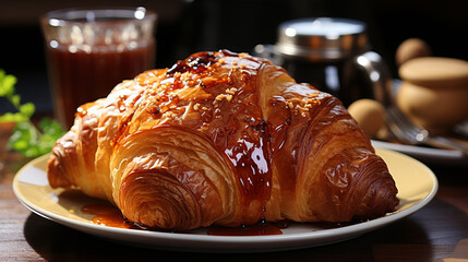 Wall Mural - Delicious Croissant on the table