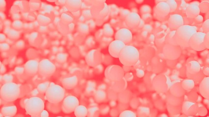 Poster - Colorful floating balls animation. Design. 3D soft small spheres moving randomly all over the screen.
