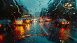 rain on car's window driving in rainy weather 