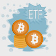 Bitcoin coin  and ETF text , Concept Entering the Digital Money Fund.