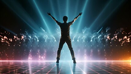 Poster - Man achieving Success Futuristic Style Generative AI